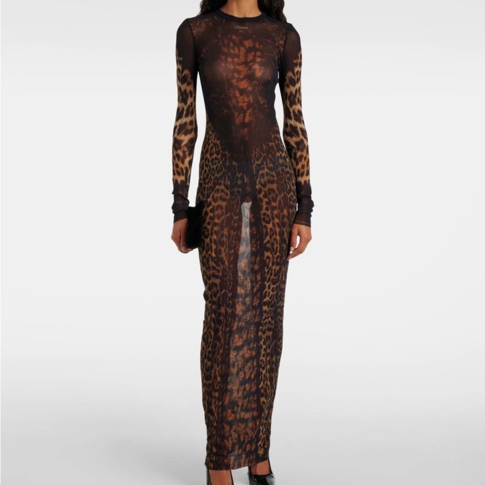 Jean Paul Gaultier Leopard Print Sheer Dress